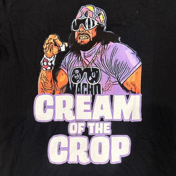 Canvas Men’s Large Black Tshirt with Macho Man Graphic Cream of the Crop WWE/WWF - Picture 7 of 7